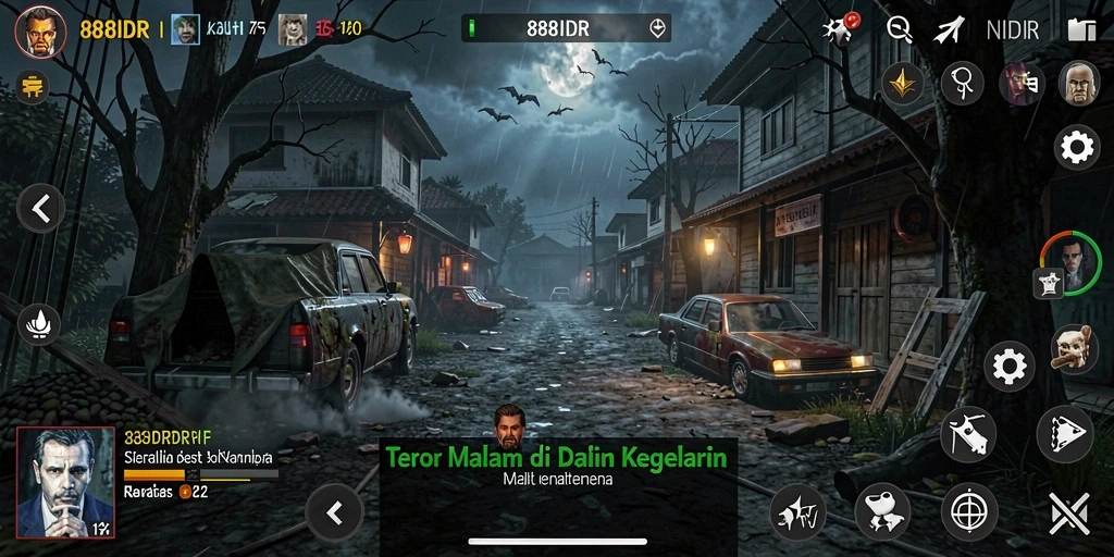 Screenshot gameplay 888IDR menunjukkan suasana horor yang intens dan menegangkan.
