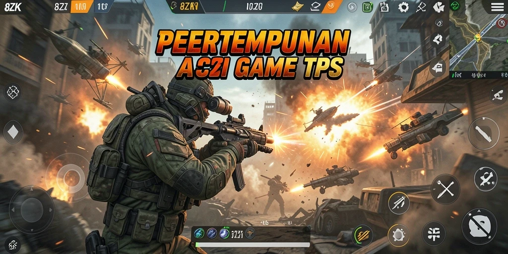 Tangkapan layar utama 8ZK menunjukkan aksi intens dalam pertempuran TPS.
