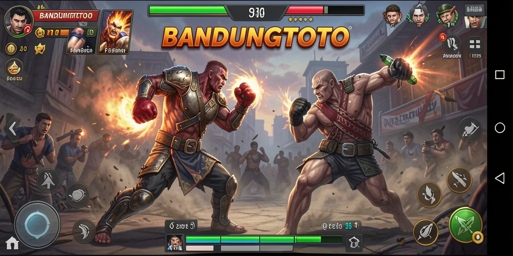 Screenshot gameplay <strong>BANDUNGTOTO</strong> menampilkan pertarungan epik antara dua karakter yang beraksi.