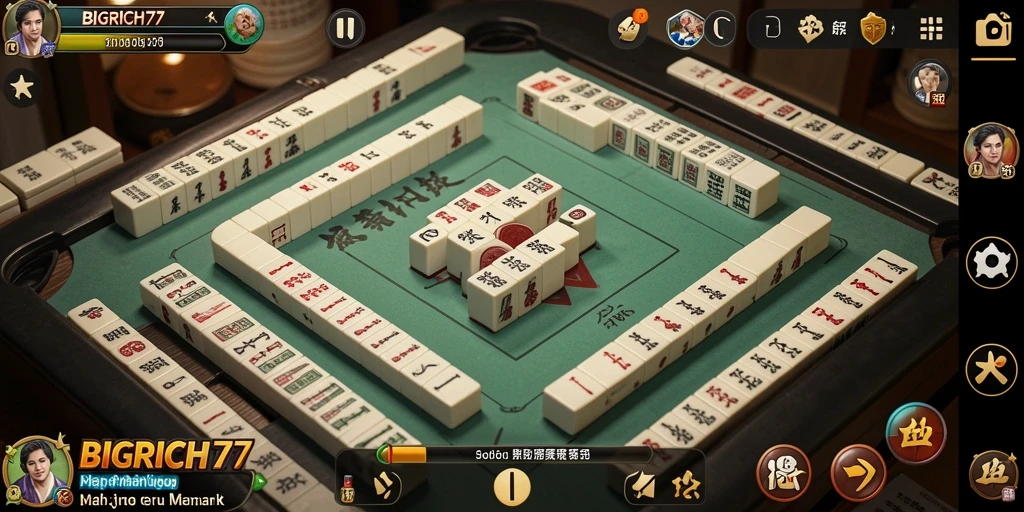 Tampilan gameplay seru di BIGRICH77 dengan Mahjong klasik.