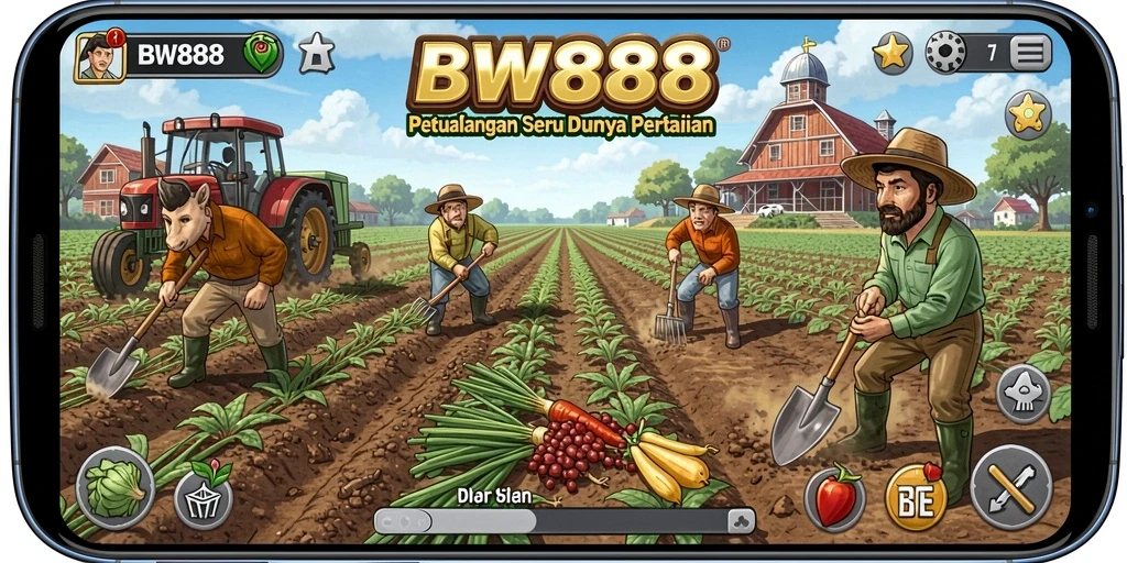 Screenshot gameplay BW888 yang menunjukkan petualangan seru bercocok tanam.