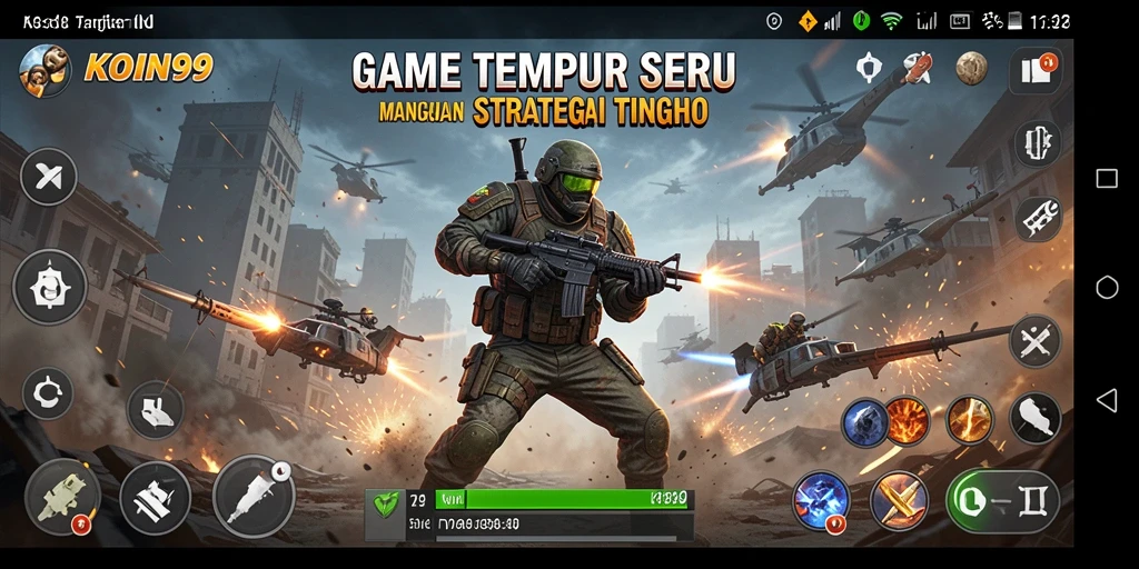 Tampilan gameplay KOIN99 dengan aksi tembak-menembak yang intens.