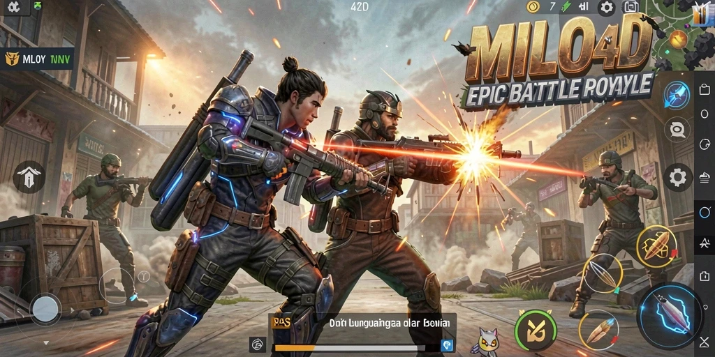 Gameplay seru dan penuh aksi dalam MILO4D Battle Royale.