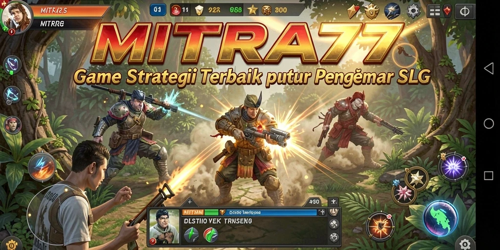Tampilan gameplay menarik yang menunjukkan strategi dan pertempuran dalam MITRA77.