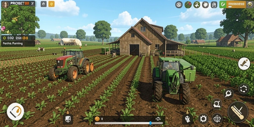 Tampilan gameplay PROBET88 yang menarik dengan aktivitas pertanian.