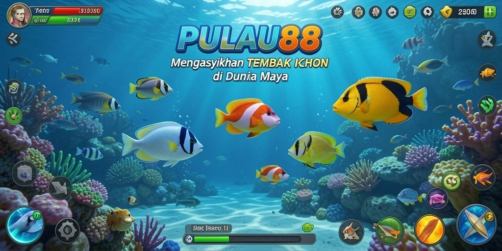 Screenshot PULAU88 menampilkan aksi seru dalam penembakan ikan.