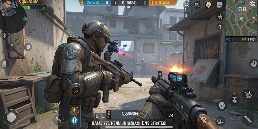 Tampilan menegangkan dari gameplay FPS di QQ88ASIA.