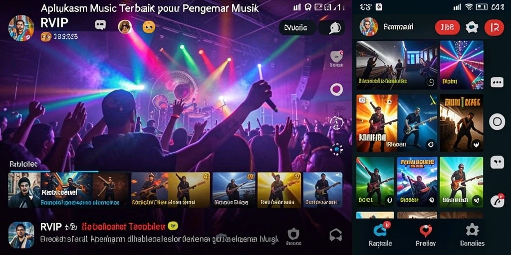 Tampilan gameplay RVIP yang menampilkan pengalaman mendengarkan musik.
