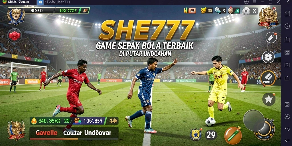 Tampilan gameplay SERU dari SHE777 dengan aksi sepak bola yang mendebarkan.
