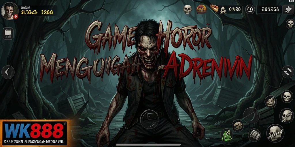 Tampilan gameplay WK888 dengan suasana horor yang mencekam.